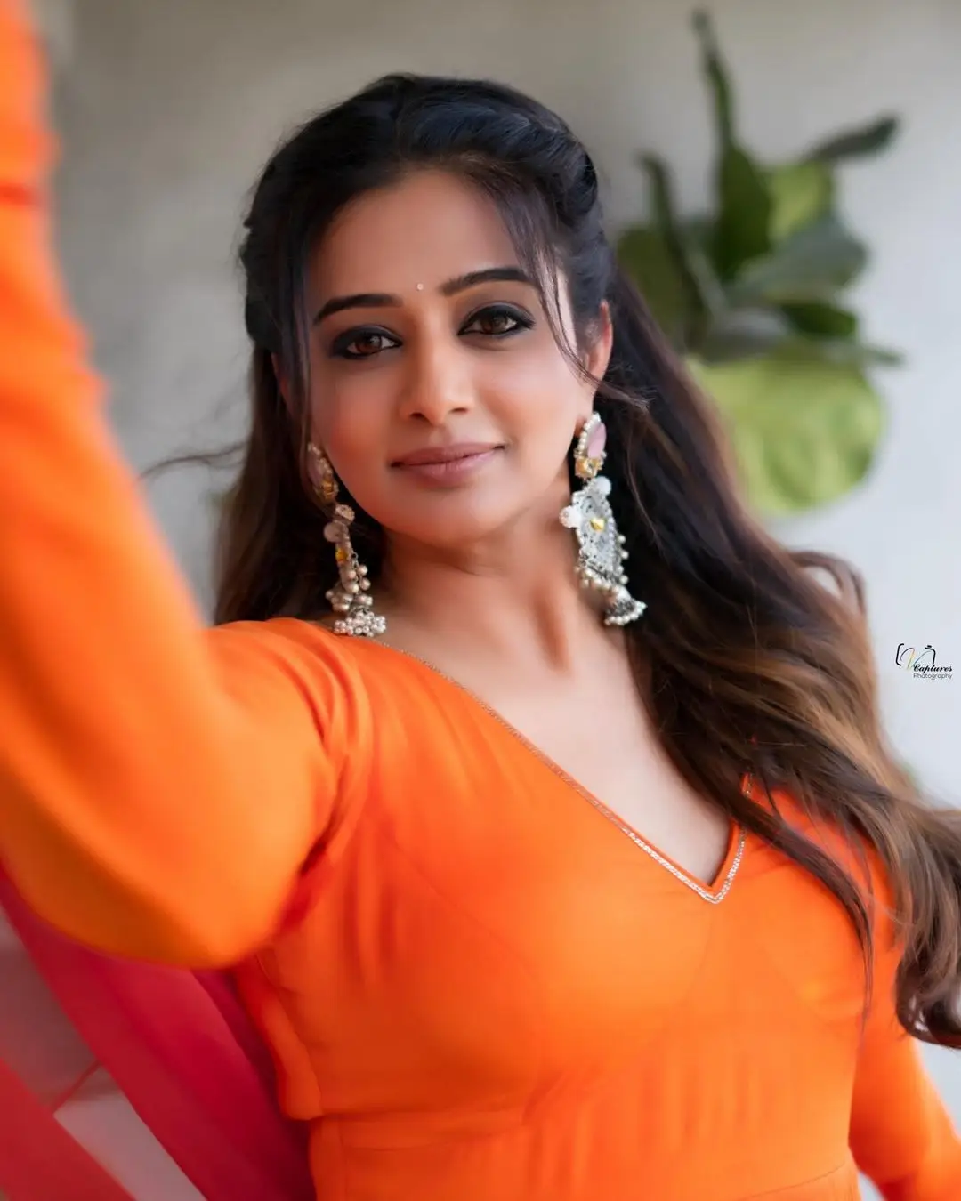 PRIYAMANI IN SOUTH INDIAN TRADITIONAL ORANGE GOWN 6